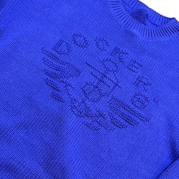 Vintage 90s Dockers Purple Heavy Knit Sweater Embossed Logo Oversized USA Large - Picture 2 of 8